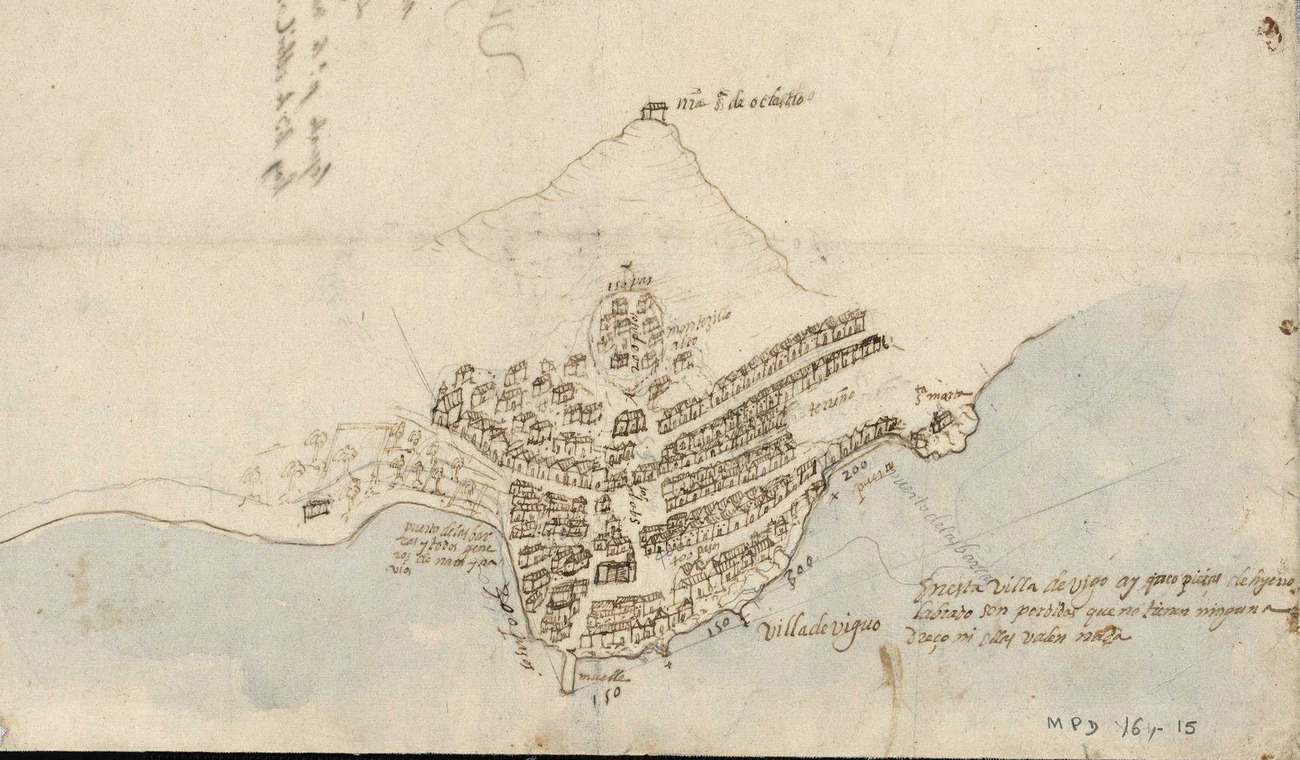 Plano manuscrito antiguo de la Villa de Vigo
